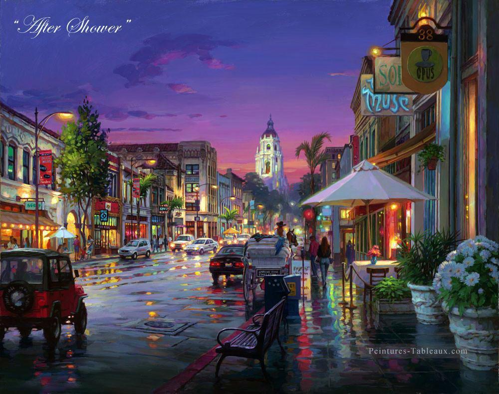 après douche cityscape scènes modernes de la ville Peintures à l'huile